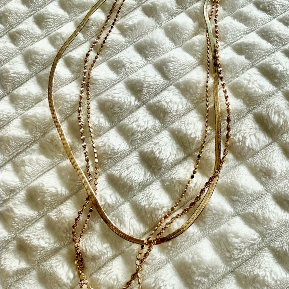 Gold Layered Necklace with Dainty Chains